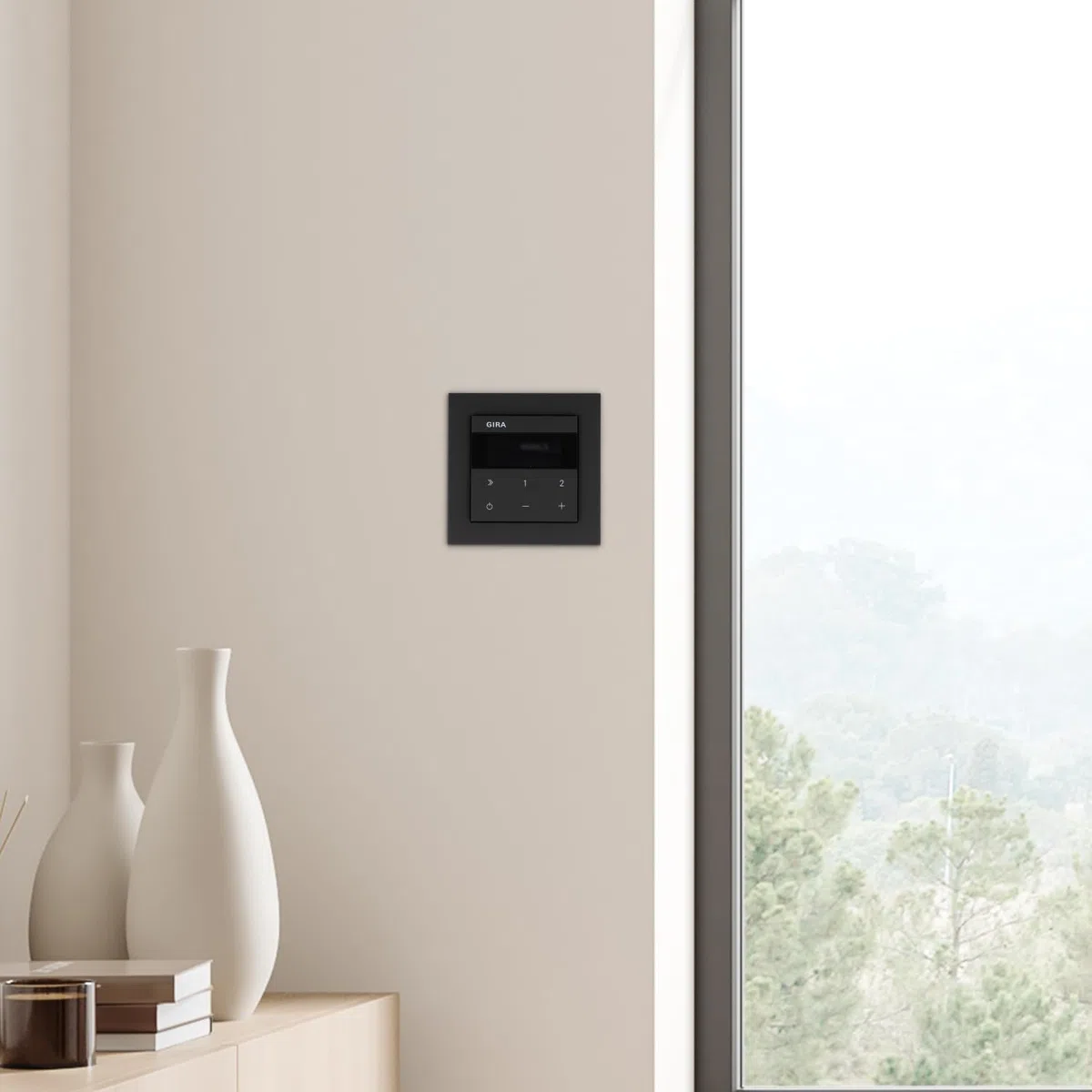 Gira Unterputz IP Internetradio 232003 + Bluetooth - E2 schwarz matt mit 1fach Rahmen Gira 021109 inkl. EBROM Phasenprüfer zur Montage des Geräts