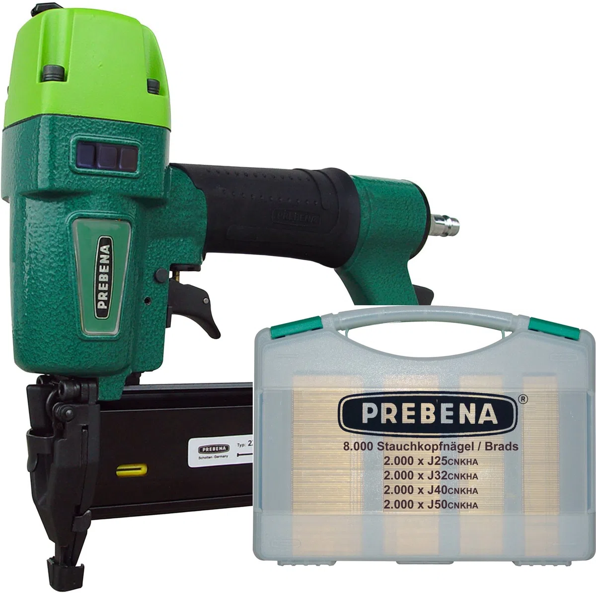 PREBENA Druckluftnagler 2XR-J50 Kombi-Set incl. Stauchkopfnägel