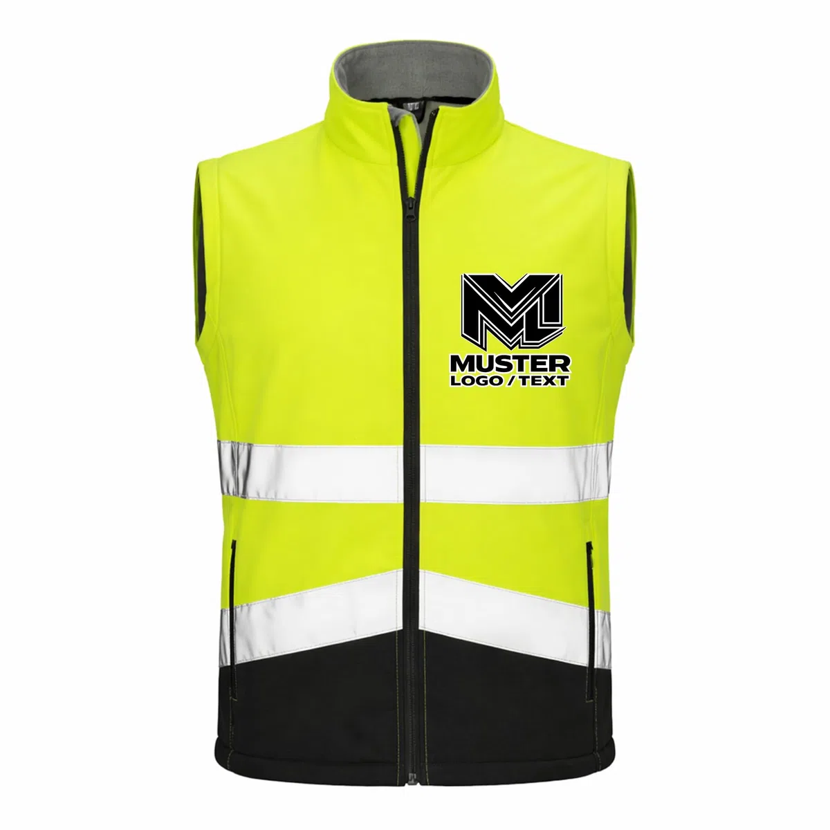 Herren Softshell Sicherheitsweste personalisierbar mit Logo oder Text | Wasserdicht | 100% Polyester | S–4XL | bedruckte Arbeits- & Firmenweste