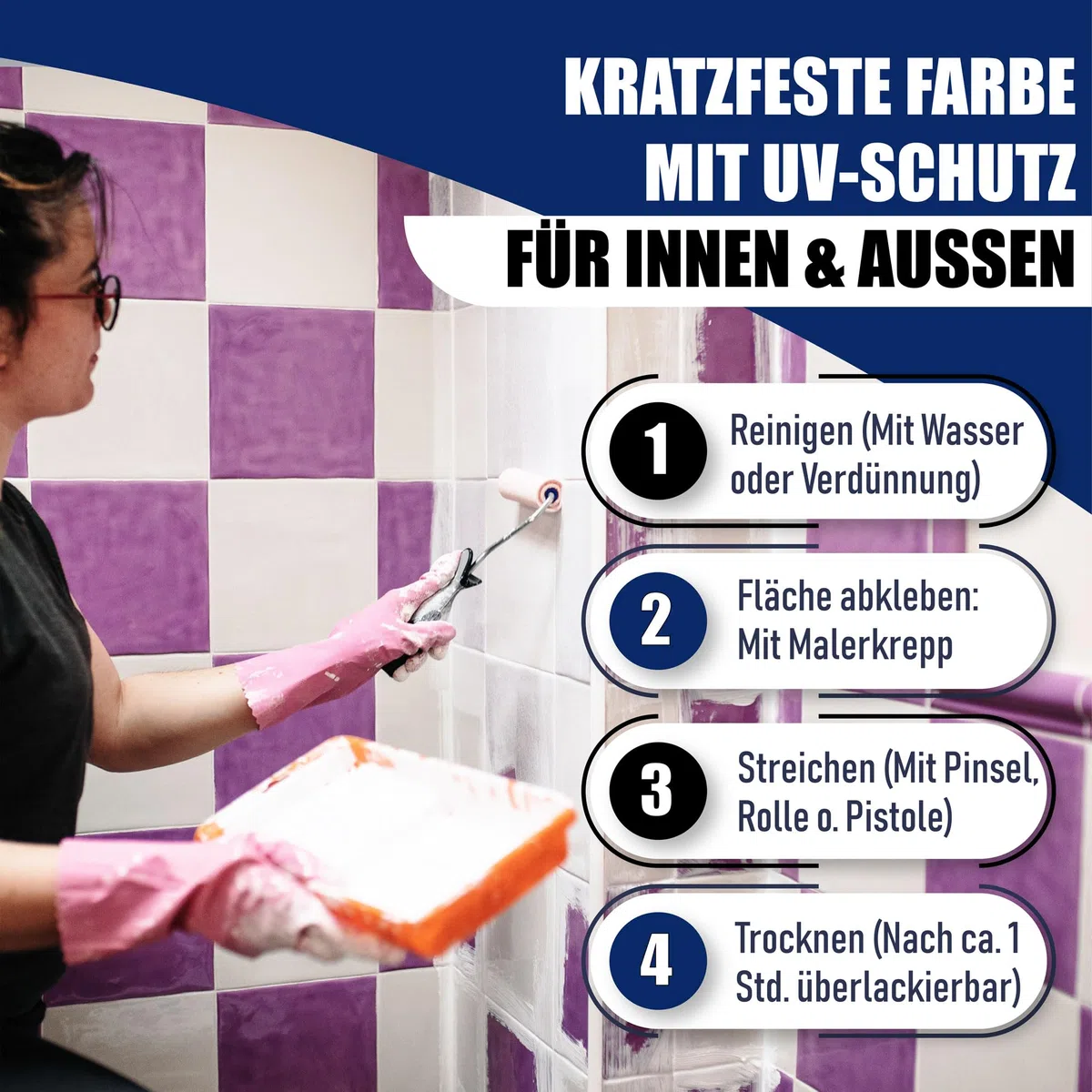 Hamburger Lack-Profi Fliesenlack GLÄNZEND Schwarz RAL 9005 Fliesenfarbe (1 L)