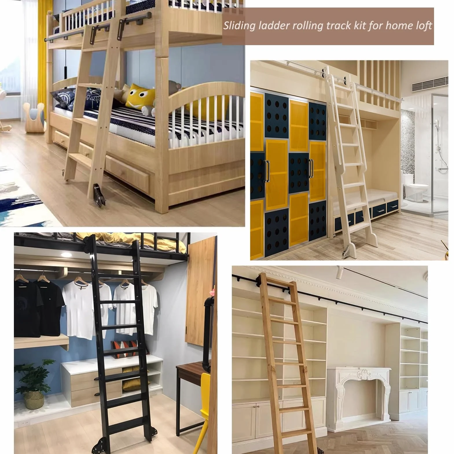 Schiebeleiterschienen-Set, Roll-Bibliotheks-Hardware-Set, 4,8 m, Schiebetür-Set, mobile Leiterschiene, runde Verlängerungsschiene für Zuhause oder Büro.