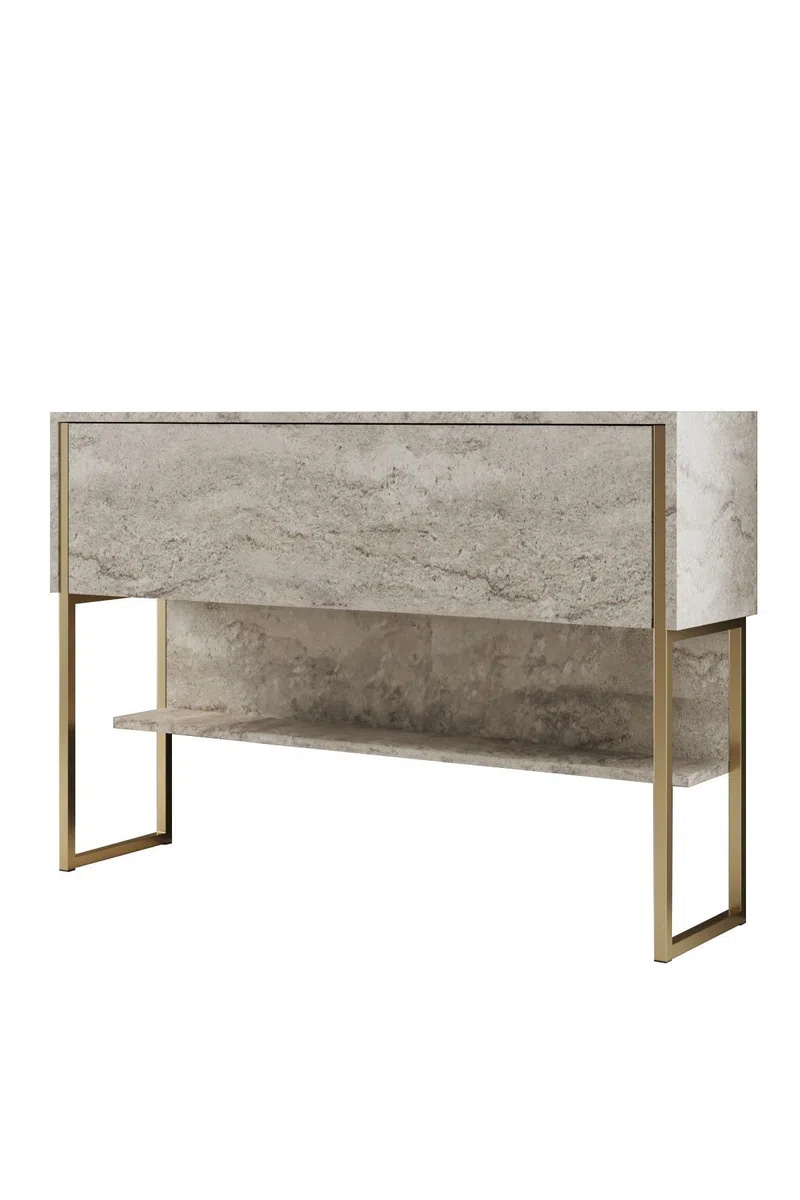 Holzkonsole "Luxe" - 120 x 30 x 80 cm - Travertin Gold
