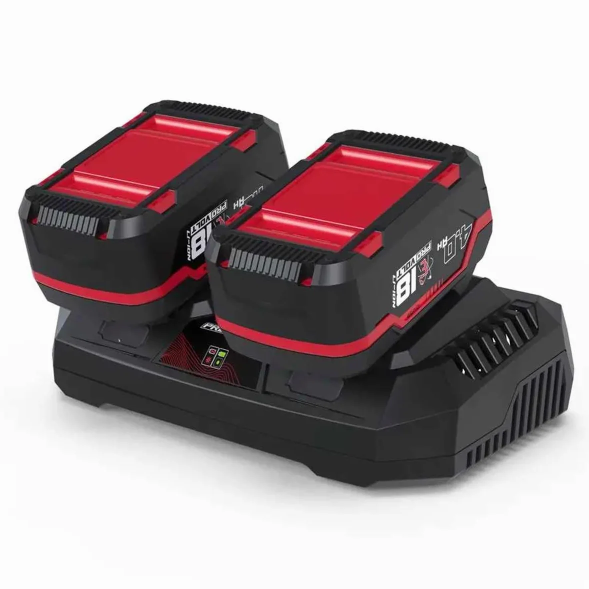 Güde Ladegerät & Akkupack Starter-Kit LGAP 2-18-3040 (18 V, 2X 4,0 Ah Akkupack und 3 A Doppelladegerät, Akkuleistung 72 Wh, Schnelladen in 96 min, passend für alle Geräte aus der 18V E³ Akkuserie)