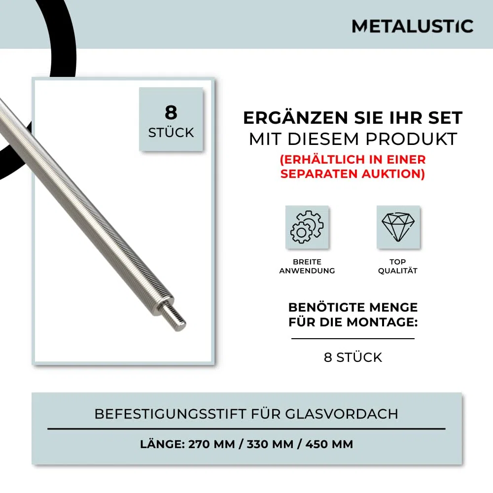 Glasvordach 1200 X 1000 mm, einfach, RAL 7016, 55,4 mm Glas, 30/60 mm Ausladung, Vordach, Türvordach, Haustürvordach, Farbloses Glas, Lackierte Balken: anthrazit