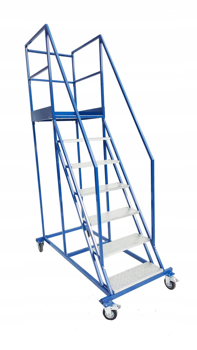 Fahrbare Podestleiter Mobile Leiter, Mobile Plattform Treppen mit Rollen 1,75m 6+1