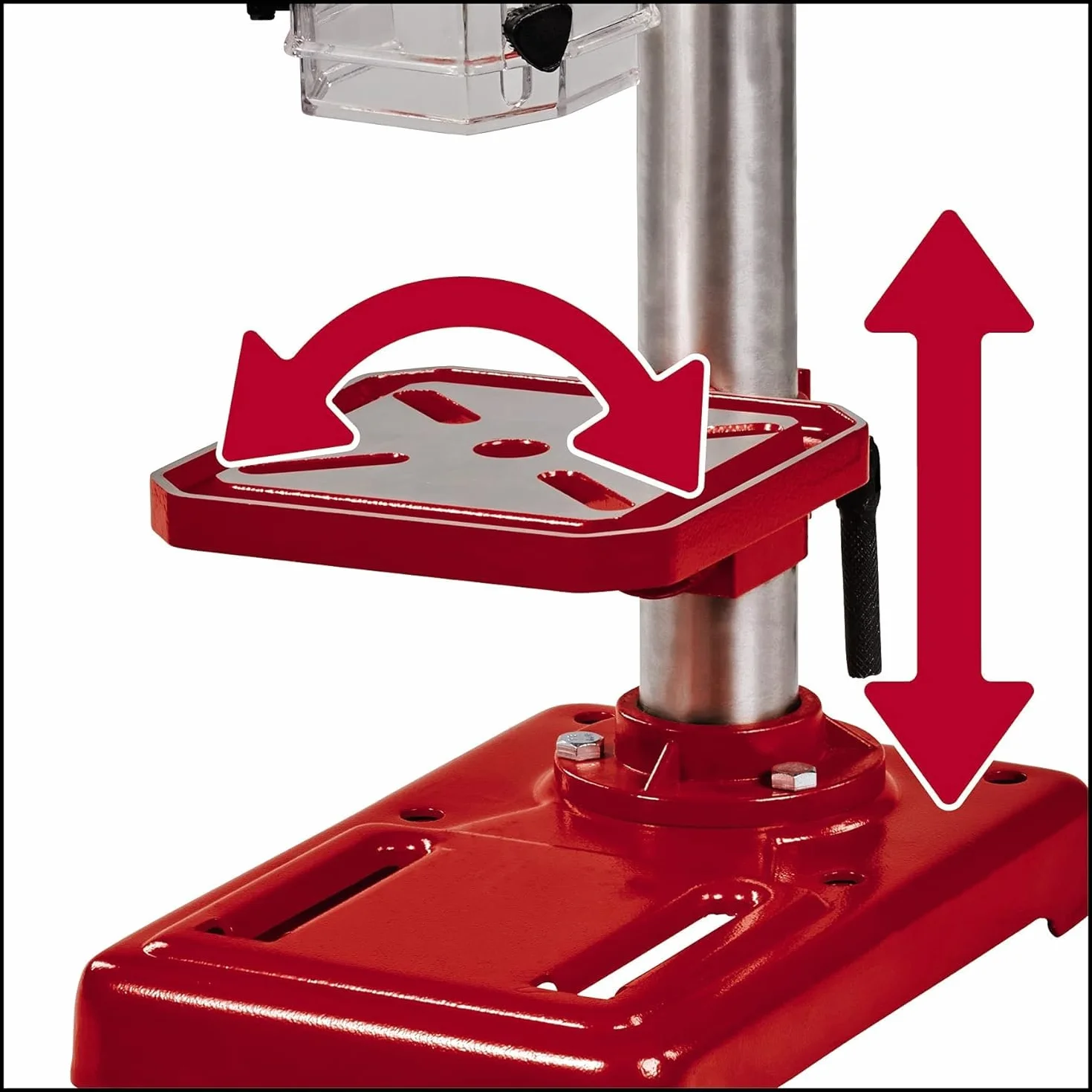 Einhell Säulenbohrmaschine TC-BD 500 (500 W, bis 2410 min-1, 9 Stufen, max. Bohrtiefe 50 mm, einstellbarer Tiefenanschlag, neig-/drehbarer und höhenverstellbarer Bohrtisch)
