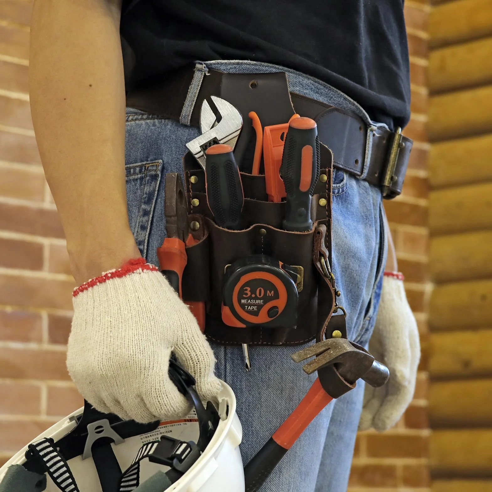 Tourbon Leder-Tooltasche für Handwerker, Zimmermann, Elektriker