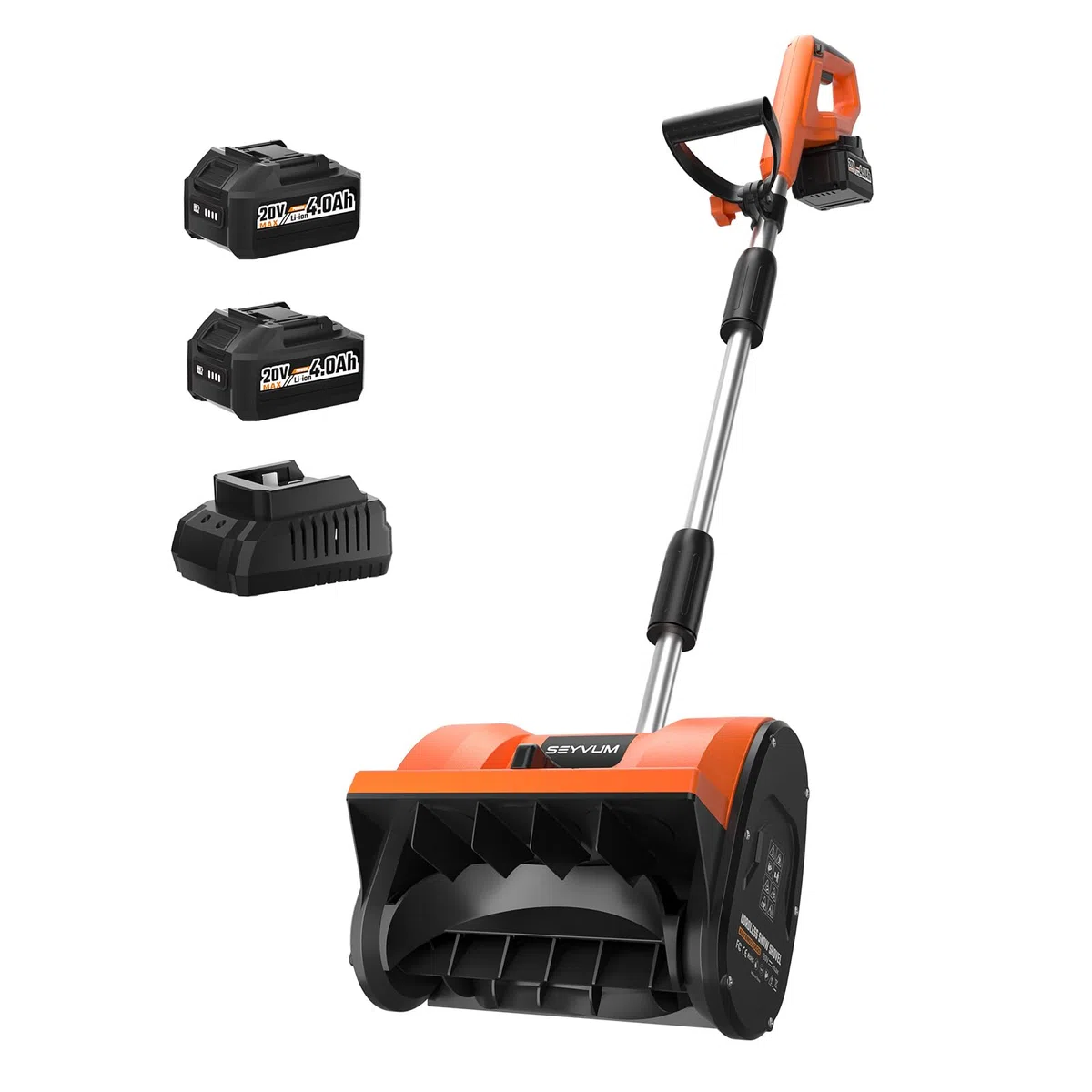 Kabellose Schneefräse mit 2 x 4,0 Ah Batterien, 30,5 cm kabellose Schneeschaufel mit 3 einstellbaren Wurfrichtungen, batteriebetriebene Schneeräumung mit 4,8 m Wurfabstand für Terrasse, Deck, Auffahrt