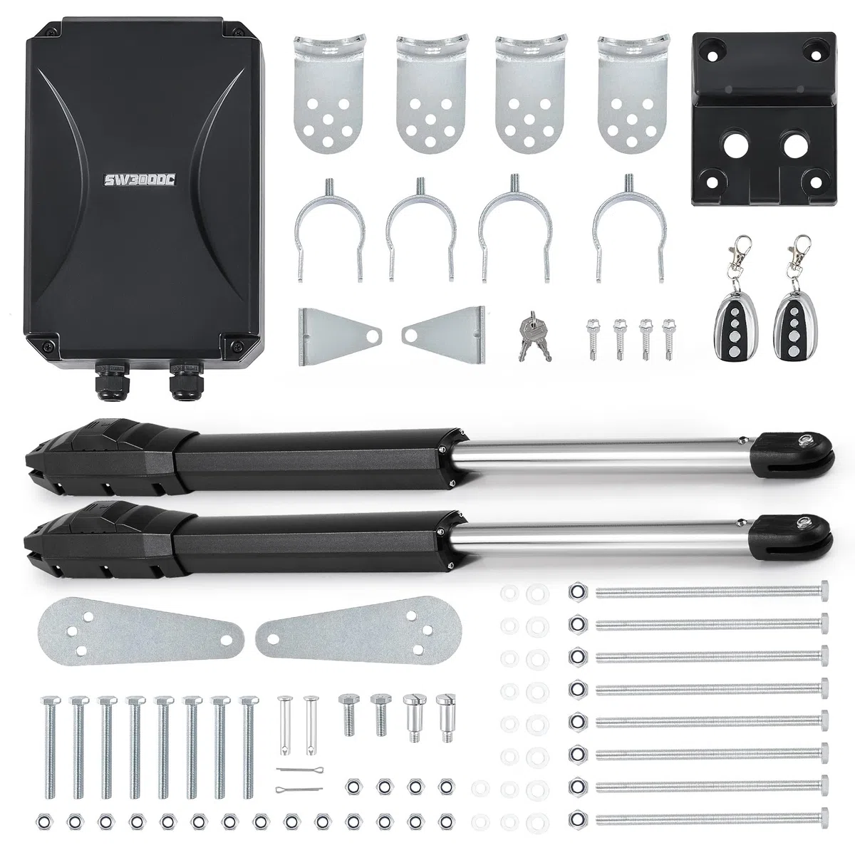 CO-Z Automatischer Flügeltorantrieb 800kg Doppelflügeltorantrieb Torantrieb Drehtorantrieb Toröffner Drehtoröffner Set Max. 2,5 m oder 400kg pro Flügel mit 2 Fernbedienungen Swing Gate Opener (40Wx2)