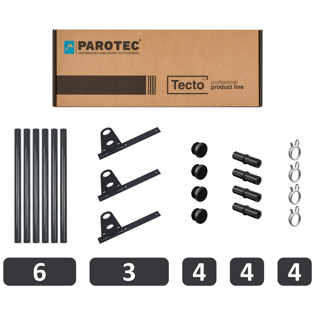 Komplettes SCHNEEFANGROHR Set 3,0 m, für Plattdach, 6 Farben, 1, 2 oder 3 Rohre! (2 Rohre / 3 Halterungen, RAL 7016 Anthrazit)