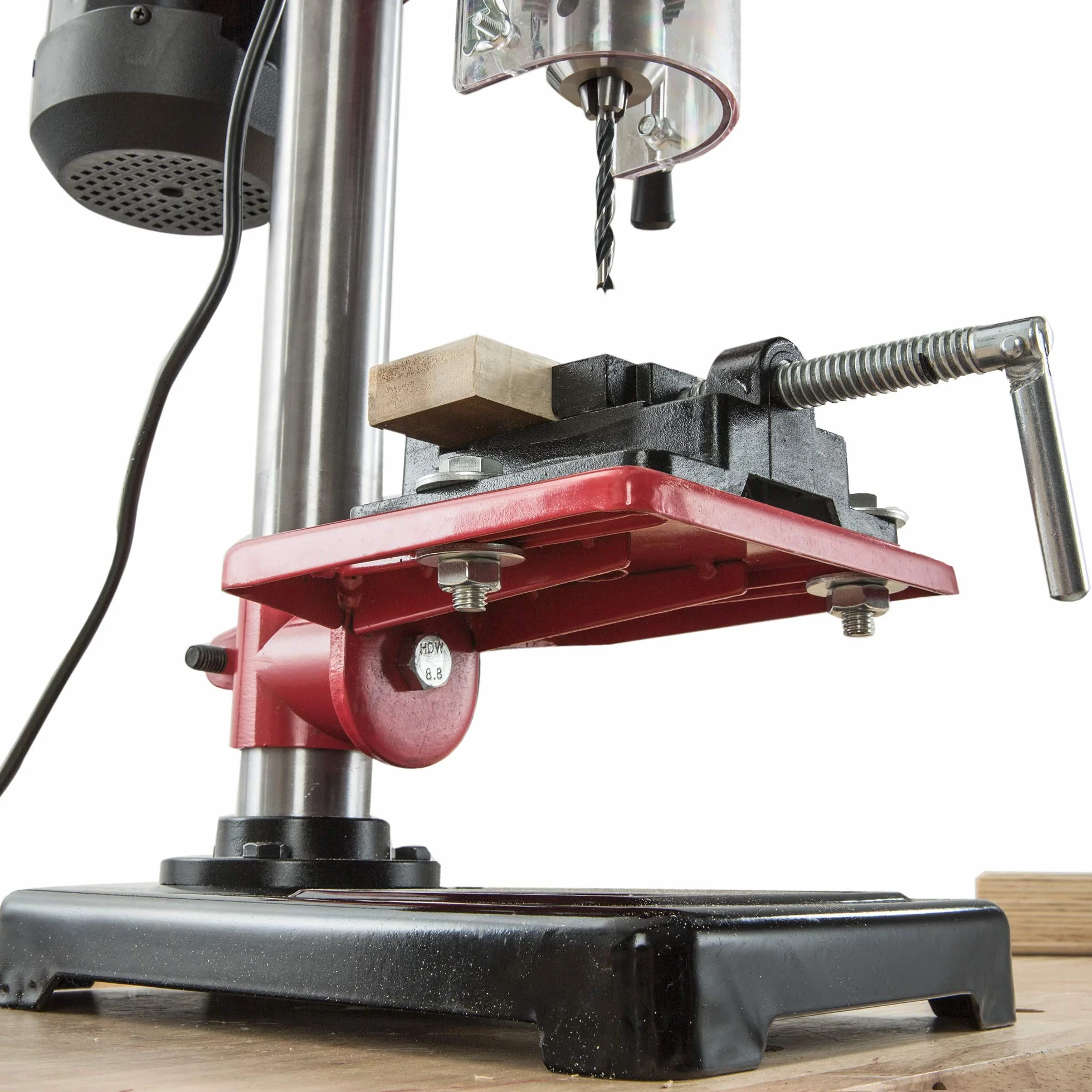 Arebos Tischbohrmaschine | Säulenbohrmaschine | mit integriertem Positionslaser | 500 W | inkl. 13 mm Zahnkranzbohrfutter und Schraubstock | 5 Geschwindigkeitsstufen | 0 – 45 Grad Neigungswinkel