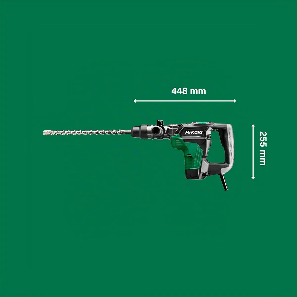 HiKOKI Bohr- und Meißelhammer SDS-Max - 1100 W, 7,1 J Schlagenergie, 40 mm Bohrdurchmesser, 2800/min Schlagrate - Vibrationsarm, ergonomischer Griff - Inkl. Koffer - Betonbohren und Abbrucharbeiten