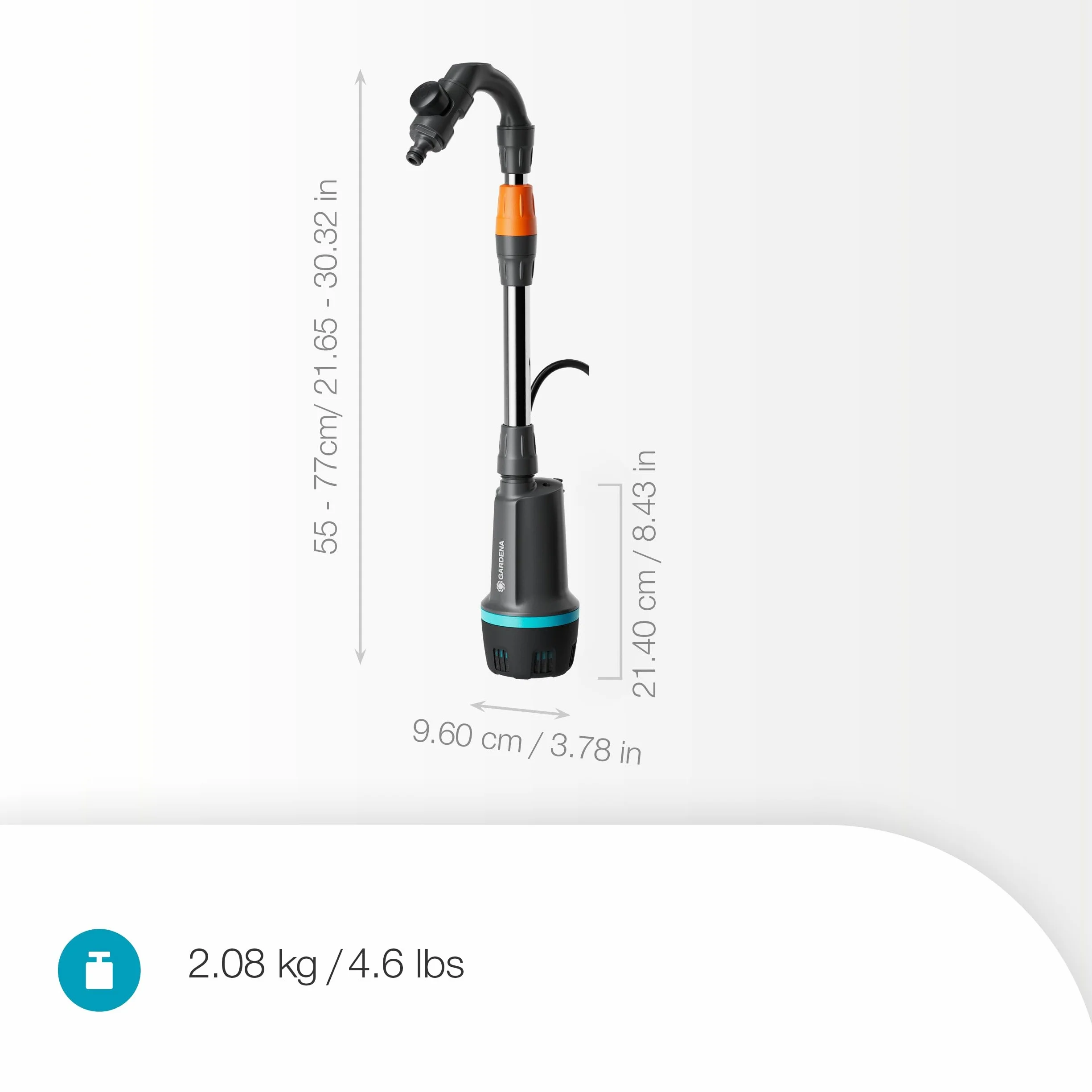Gardena Akku-Regenfasspumpe 2400 ComfortAutomatic 18V solo: Automatikfunktion, Leistungseinstellung, Timerfunktion, Konstanter Druck, Kabellos (14605-55)