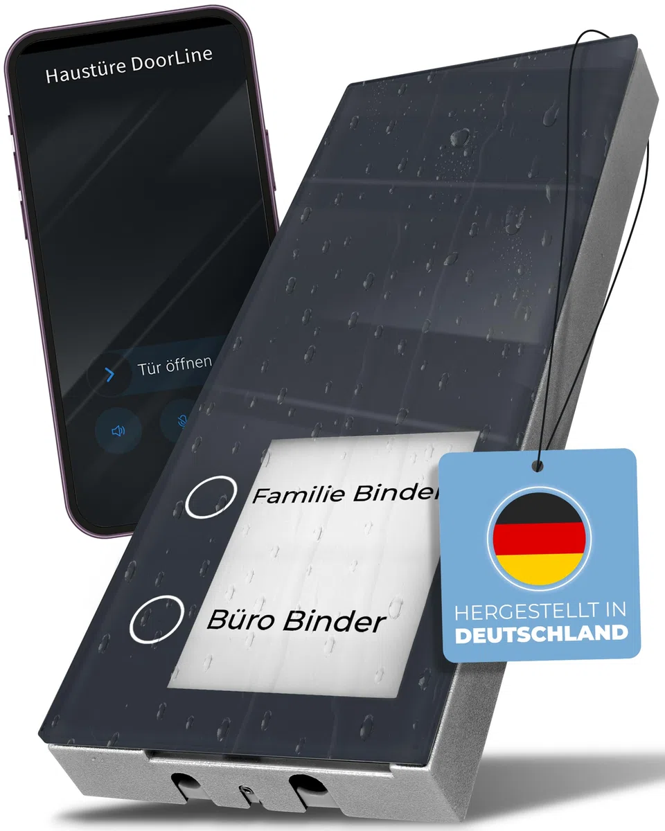 Slim DECT Farbe: Anthrazit von Telegärtner Elektronik l Clevere Türstation l per Knopfdruck mit der AVM FRITZ!Box zur Tür-Sprechanlage gekoppelt l erweiterbar zur Video-Sprechanlage I
