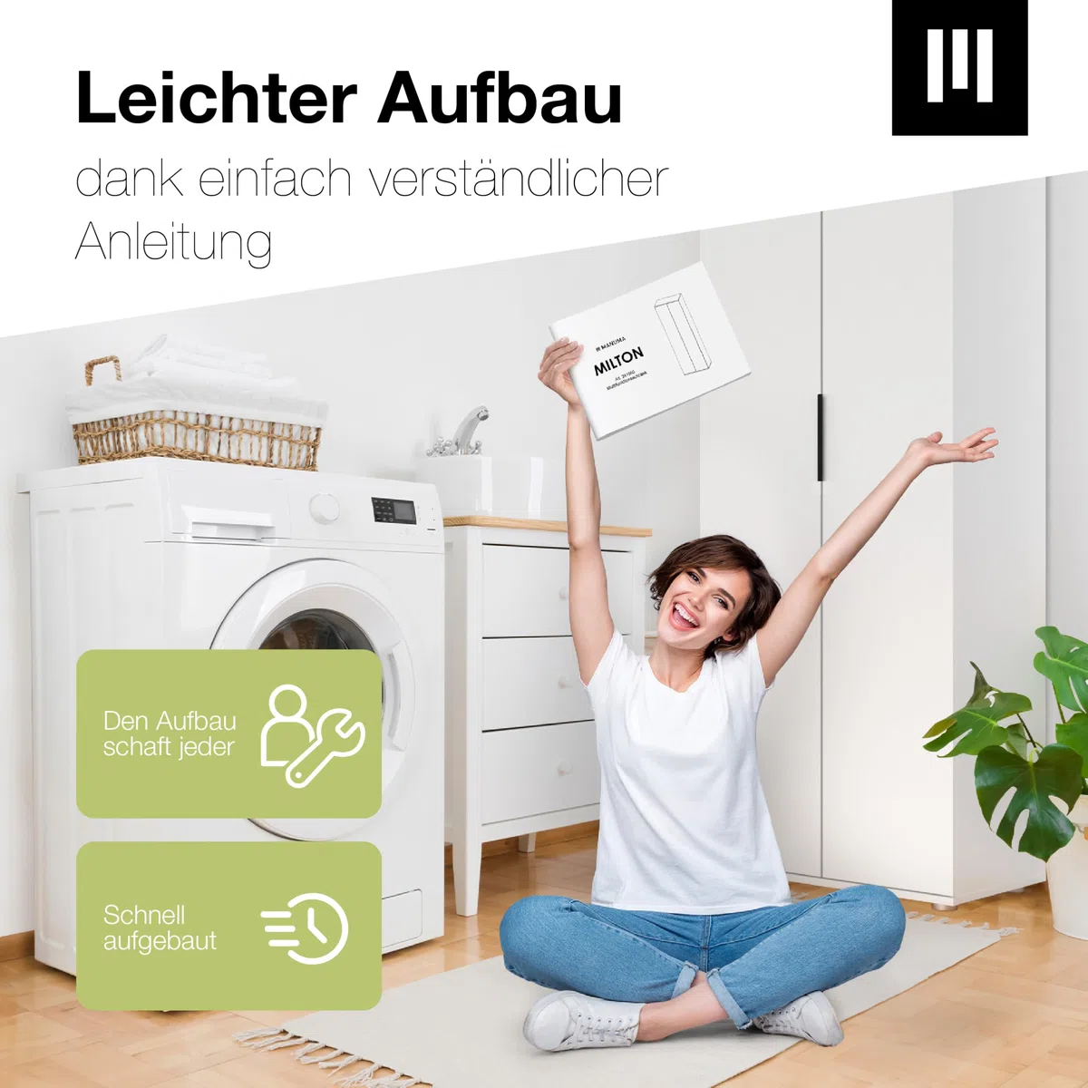 MANUMA Besenschrank 60 cm breit Flurschrank Vorratsschrank - Aufbewahrungsschrank 5 Fächer - Mehrzweckschrank Haushaltsschrank