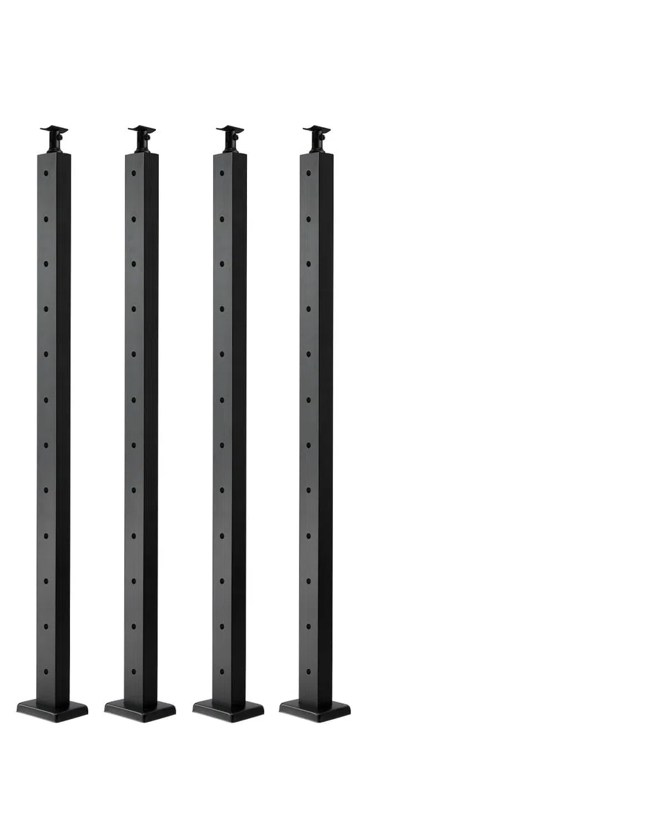 VEVOR Kabelgeländerpfosten, 4er-Pack, 1067x50,8x50,8 mm, vorgebohrtes horizontales Loch, Edelstahl SUS304, gebogene horizontale Halterung, für Handlauf, Balustrade, schwarz, 4JZLGZXHS106URZU0001V0