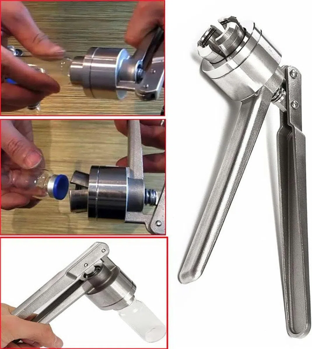 Manueller Fläschchen Crimper， Flip Off Fläschchen Crimper, Crimper/handgehaltene Verschlussmaschine, 13 mm, 15 mm, 20 mm Flaschenverschluss-Crimpwerkzeug, Edelstahl(Fullaluminum,20mm)