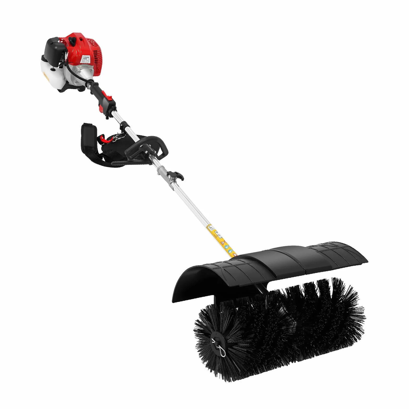 52CC Handheld Schneefräse, 2-Takt 2,3 PS Kehrmaschine Benzin mit Prallplatte und Schultergurt, Upgraded 1.7KW Benzin Besen für Kunstrasenflächen, Straßen, Bauernhöfen