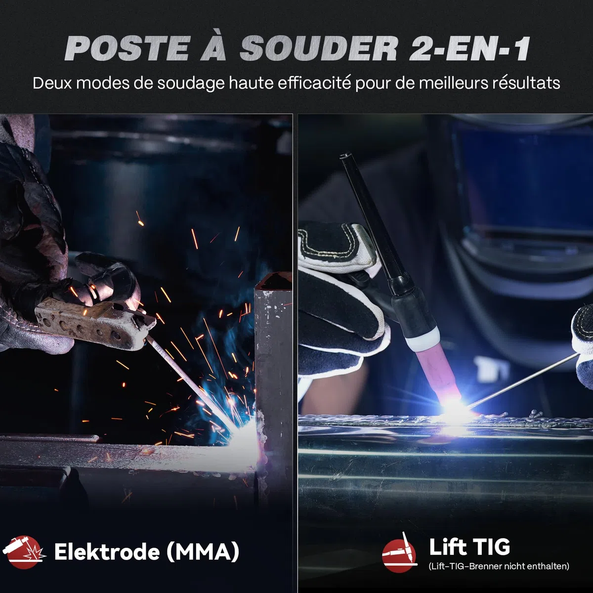 ARCCAPTAIN Schweißgerät ARC 200A mit LED-Anzeige SYN Steuerung, Elektroden Schweißgerät Stützen mit Lift TIG, Inverter Schweißgerät MMA IGBT, Tragbar und kompakt, Anti-Stick, Überhitzungsschutz