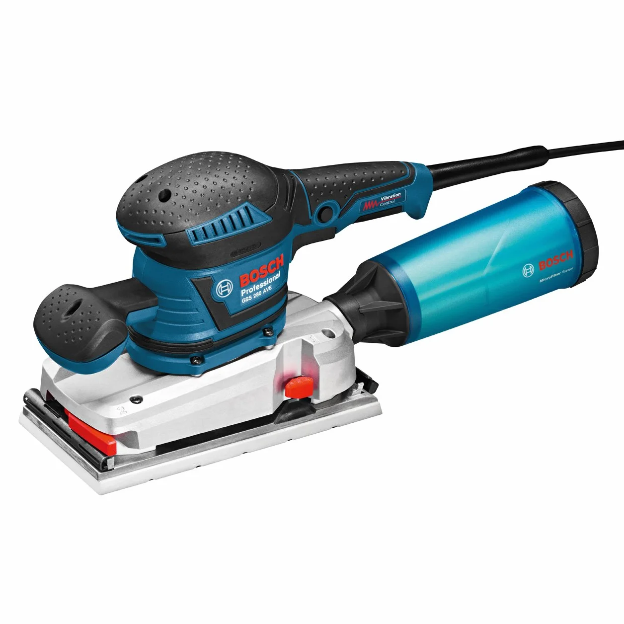 Bosch Professional Schwingschleifer GSS 280 AVE (350 Watt, Zusatzhandgriff, 3x Schleifblatt für Holz, in L-BOXX 238), 0601292901