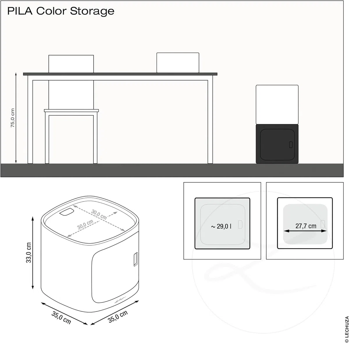 Lechuza PILA Color Storage schiefergrau 15926, 35x35x33 cm