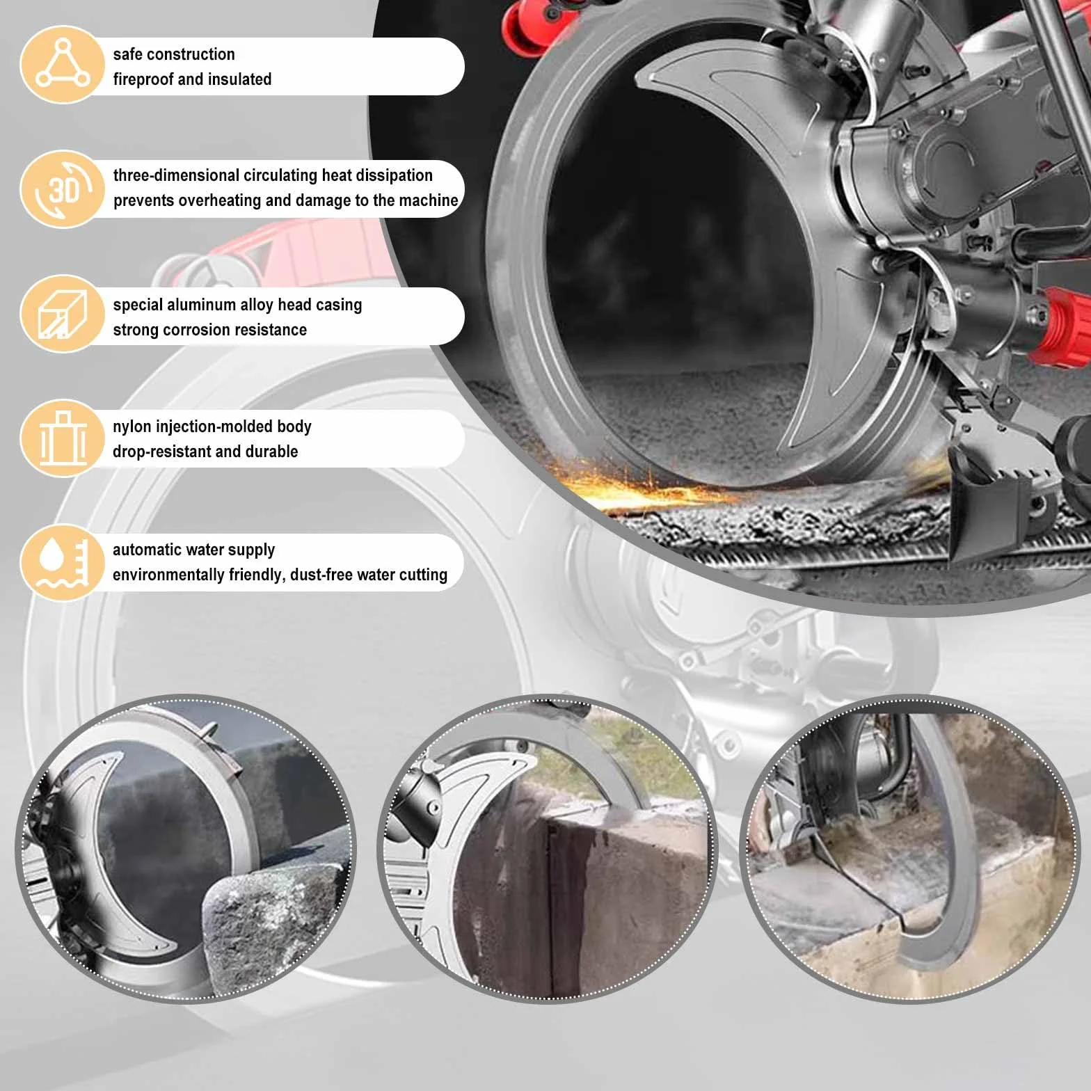 Betonringkreissäge, Wandfräsmaschine, bürstenloser Hochfrequenz-Elektro-Betonschneider, 3000 U/min, für Bauarbeiten und Renovierungen
