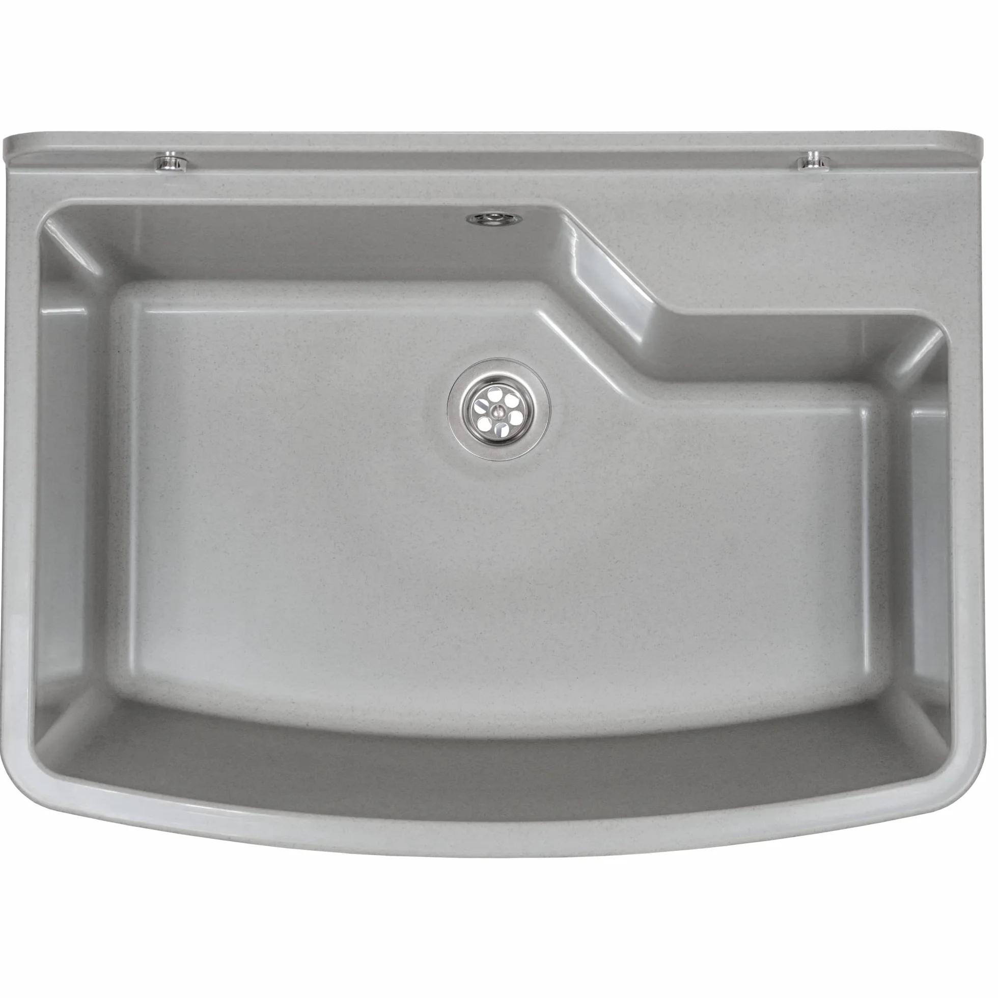 Waschbecken mit Siphon Ausgussbecken aus Kunststoff grau Granit Farbe, 61 cm Länge hängen Wasserinstallation Küche Badezimmer robuste Waschtrog