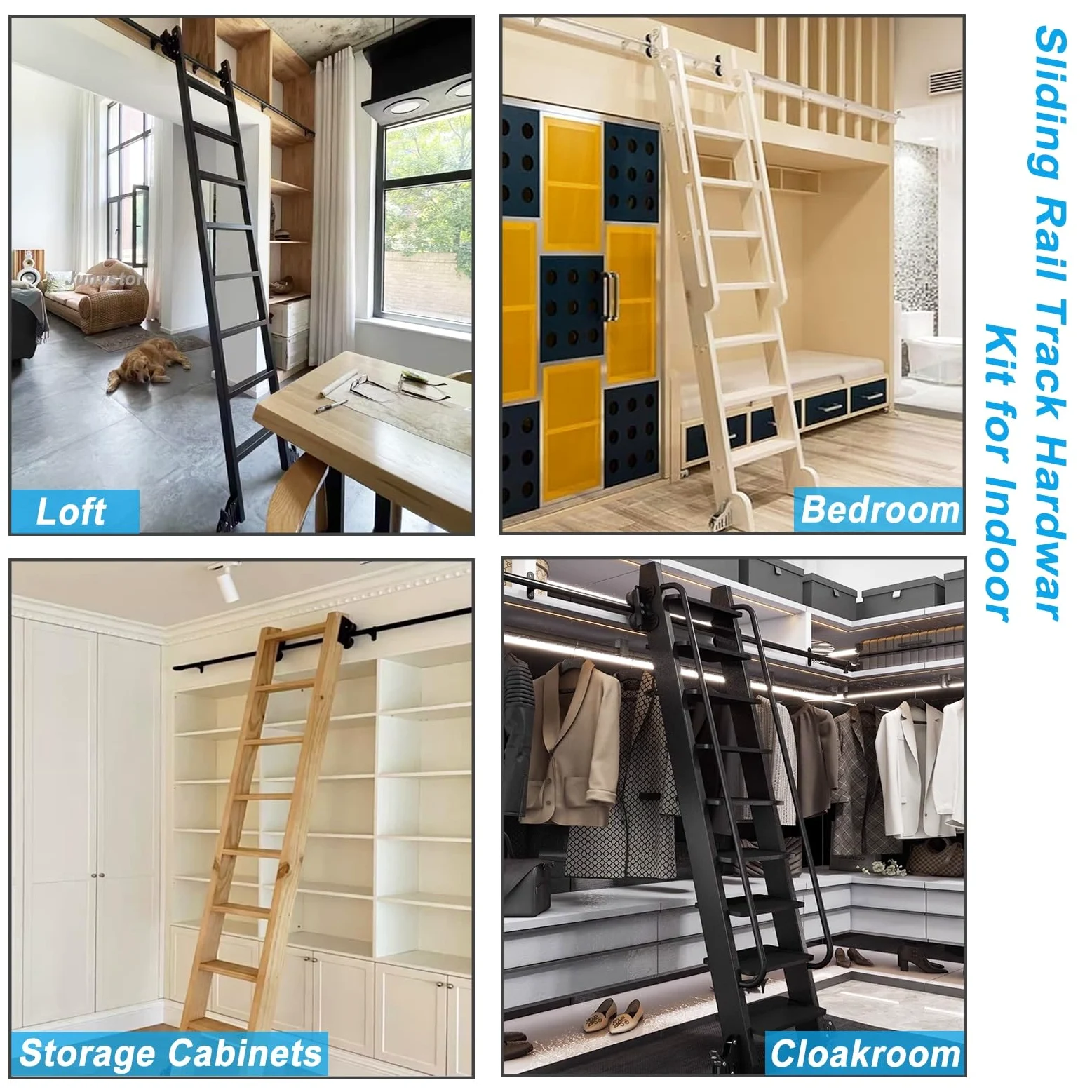 Teleskop-Schiebeleiter-Handwerkssatz, Rollleiterschienensatz für Bibliotheken, 3,3-24 Fuß-Erweiterungssatz, Mobile Leiterschiene/-schiene mit Schienenverbinder, Leiter-Komplettsatz (ohne Lei