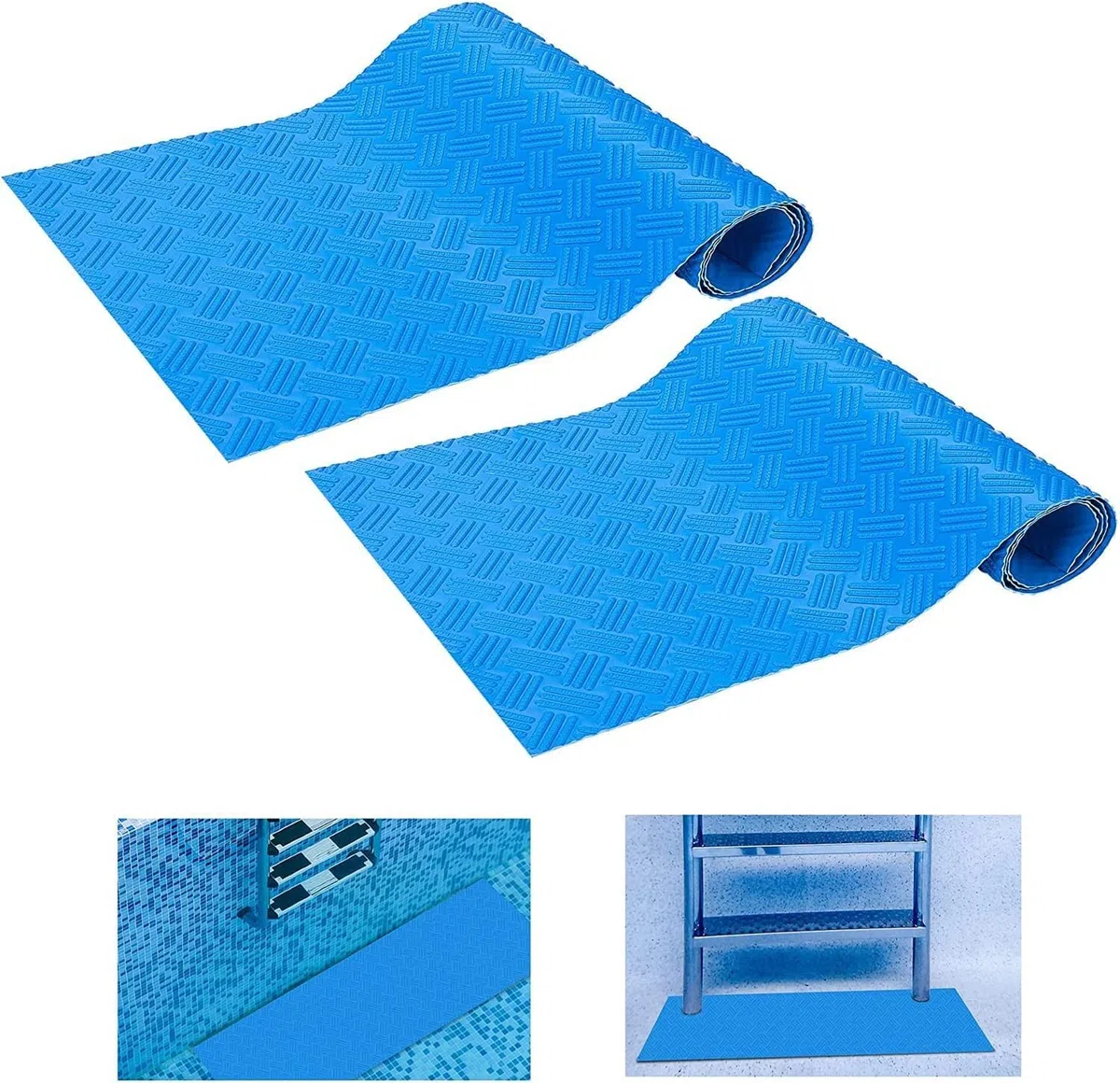 90x23CM Schwimmbadleitermatte,2 Stück Schutzmatte für Poolleiter | Pool schutzmatte,Anti Rutsch Leitermatte für Schwimmbäder, Poolunterlage Mit Rutschfester Textur Für Schritte,Treppen,Leitern