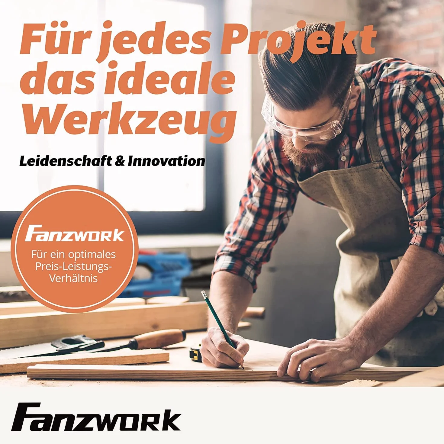 FANZWORK Betonschleifer Betonfräse Sanierungsfräse Set mit Diamantschleiftopf und Absaughaube, mit Drehzahlregelung (1500W/125mm+)