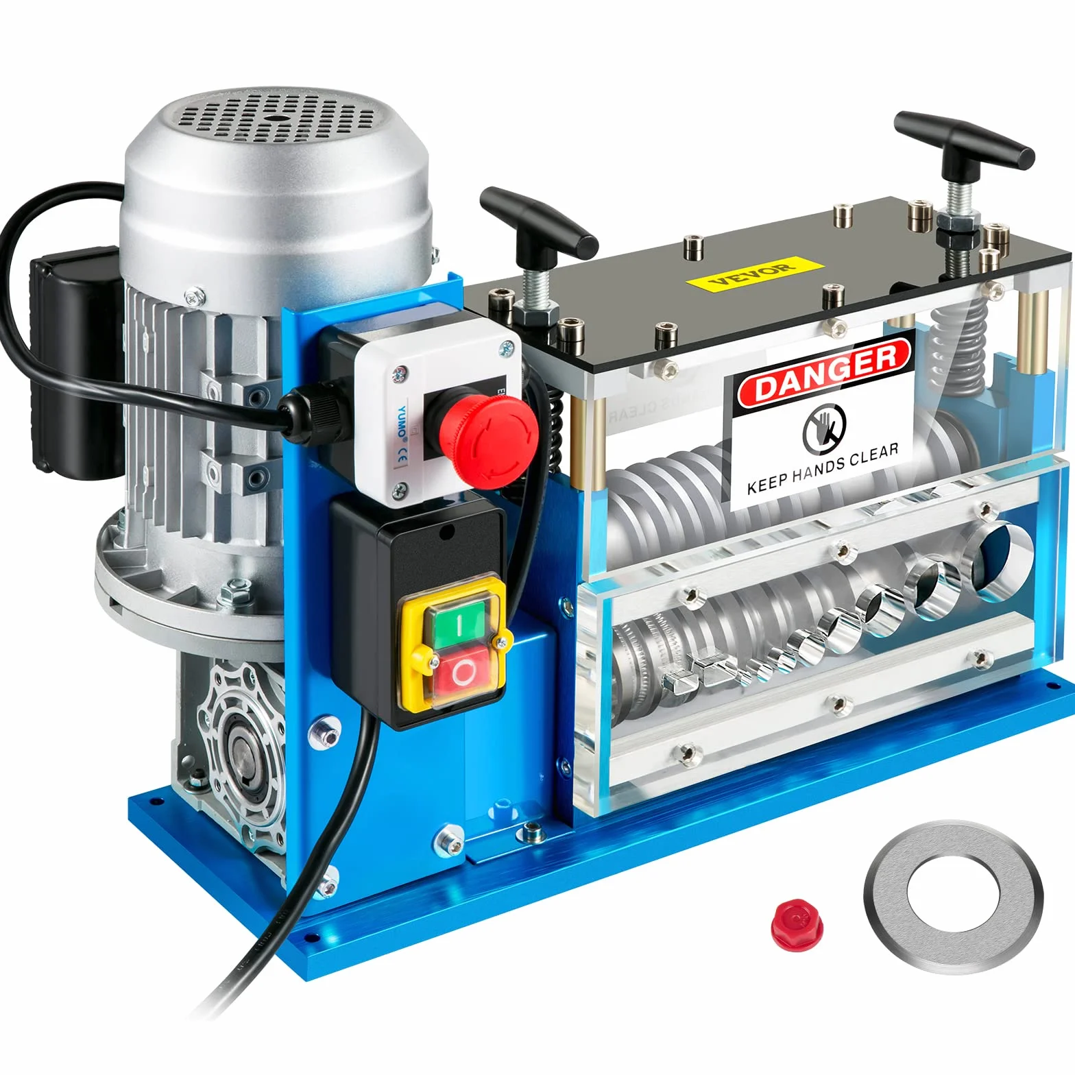VEVOR Elektrische Abisoliermaschine, 370 W, 1,5 mm-38 mm, Kabelabisoliermaschine, Kabel Abisolierwerkzeug, 11 Kanäle 10 Klingen zum Recycling von Kupferdrähten/Entfernen, Isolierung aus Kunststoff