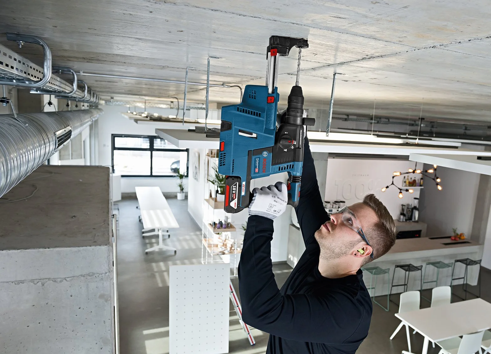 Bosch Professional System Akku Staubabsaugung GDE 18V-16 (kompatibel mit allen GBH 18V-26 und GBH 18V-26 F)