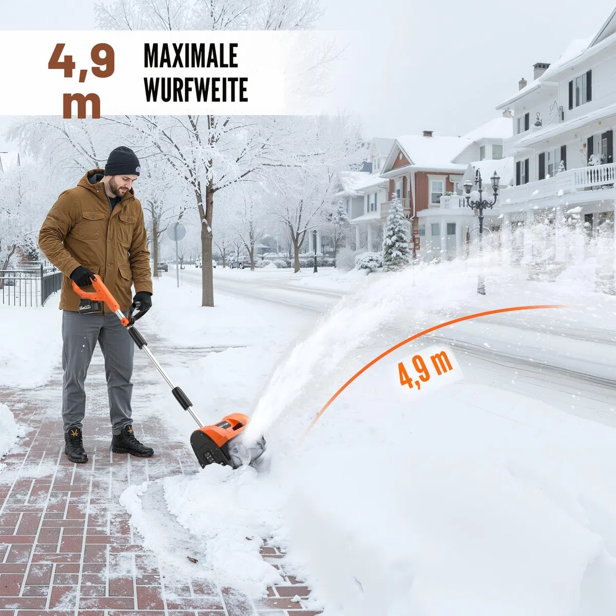 Kabellose Schneefräse mit 2 x 4,0 Ah Batterien, 30,5 cm kabellose Schneeschaufel mit 3 einstellbaren Wurfrichtungen, batteriebetriebene Schneeräumung mit 4,8 m Wurfabstand für Terrasse, Deck, Auffahrt