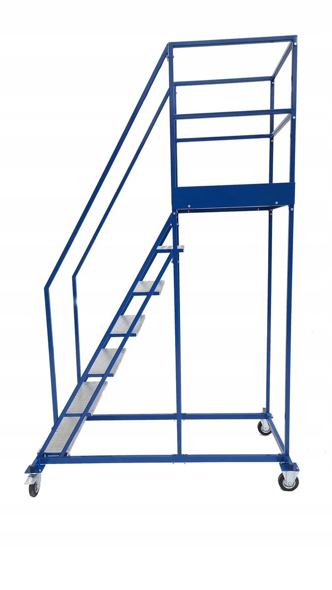 Fahrbare Podestleiter Mobile Leiter, Mobile Plattform Treppen mit Rollen 1,75m 6+1