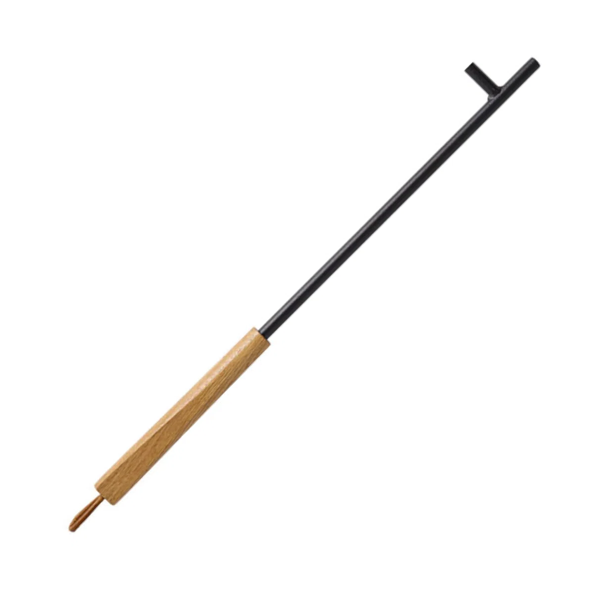 Morsø Adrian Kaminbesteck - das Original, hochwertige Designer-Kamingarnitur, 4-teiliges Kamin Set mit Schaufel, Besen und Feuerhaken & Ständer, schwarz/Holz natur