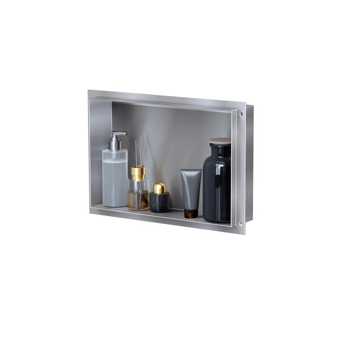 VILSTEIN Wandnische Dusche 30x45 cm [ROSTFREI] - Randlose Duschnische - Wandnische Silber - Einbauregal für Dusche im Unterputz - Randloses Duschregal mitVersenkte Duschnische für das Badezimmer