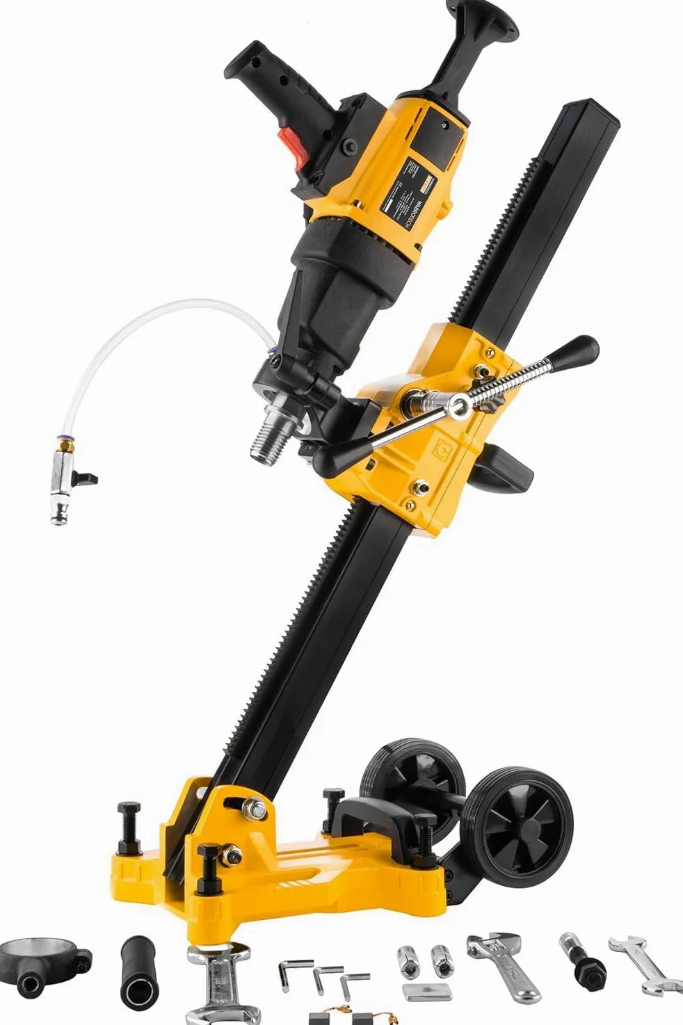 Kernbohrgerät Handgeführt ⌀ 8–112 mm an Kernbohrständer und Wasserzuführgerät 11 L - Diamant Kernbohrmaschine 3960 U/min - Kernlochbohrmaschine 3 Gänge 1500 W für Nass und Trockenbohrungen