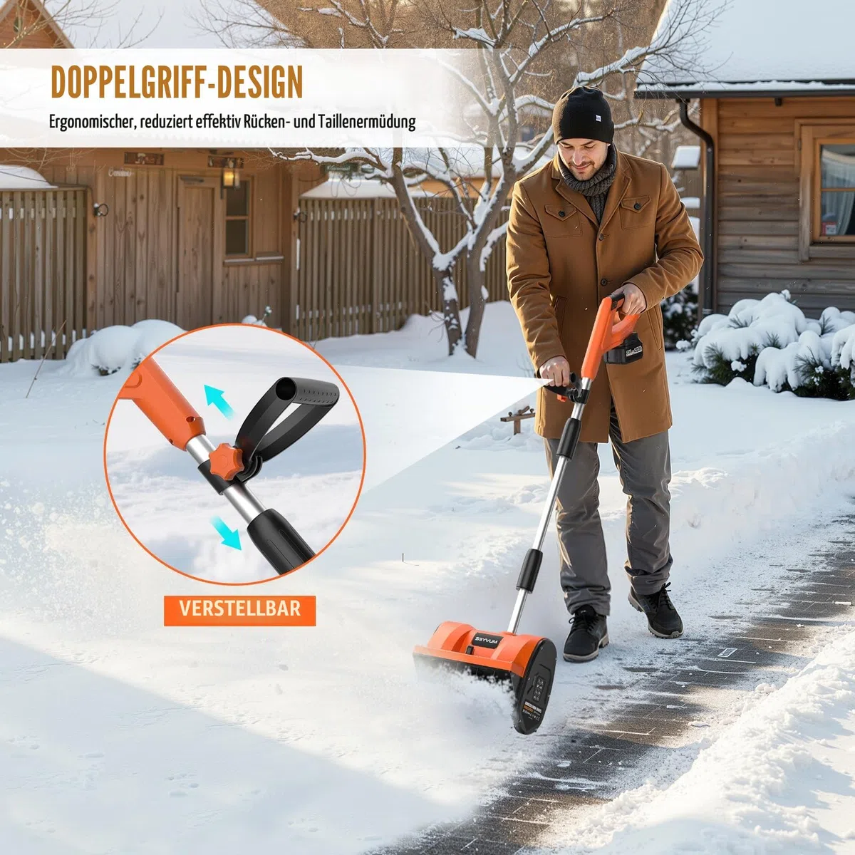 Kabellose Schneefräse mit 2 x 4,0 Ah Batterien, 30,5 cm kabellose Schneeschaufel mit 3 einstellbaren Wurfrichtungen, batteriebetriebene Schneeräumung mit 4,8 m Wurfabstand für Terrasse, Deck, Auffahrt