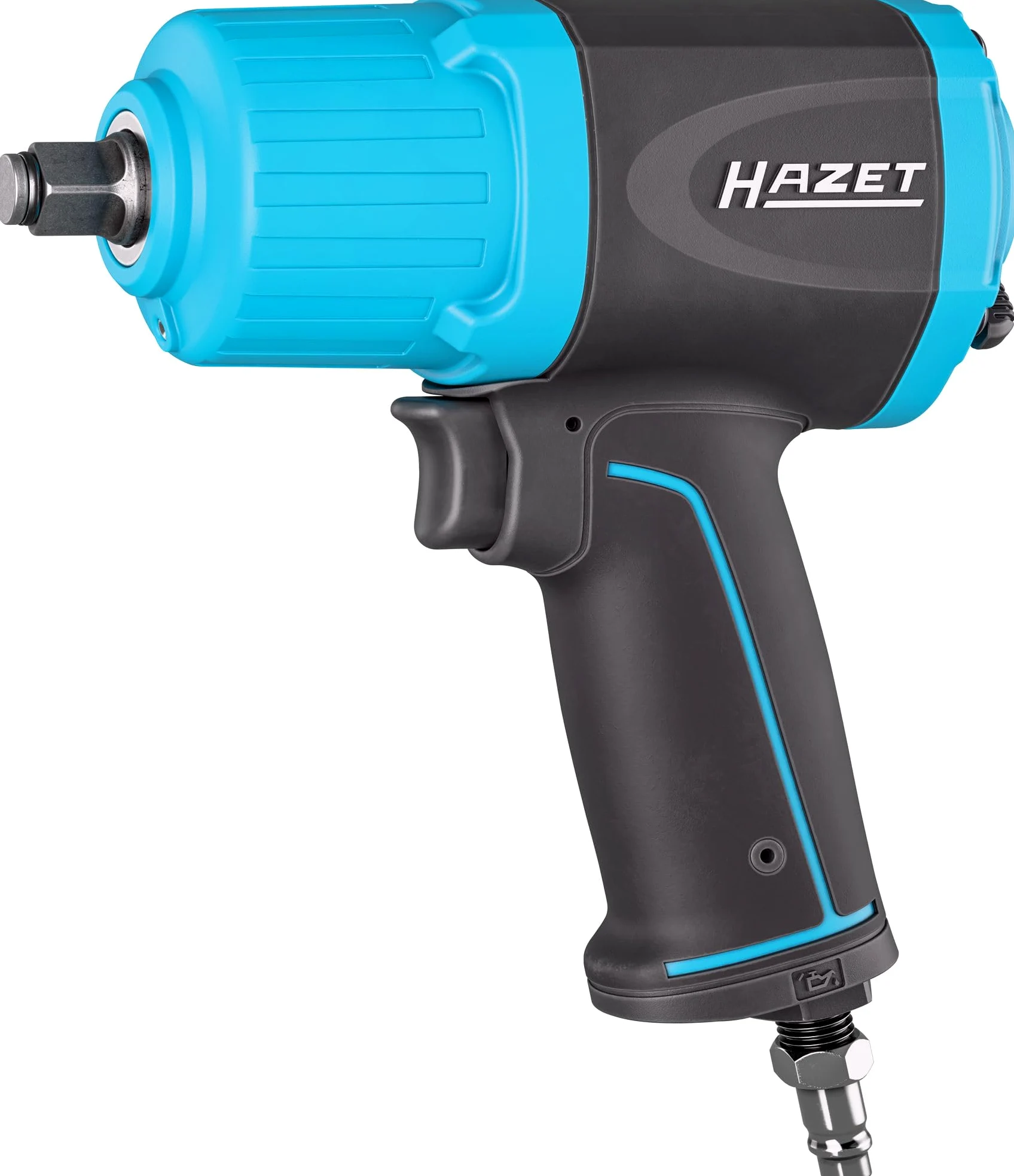 Hazet Schlagschrauber 9012ECO, 1/2 Zoll Vierkant, Lösemoment 1700 Nm, Hochleistungs-Doppelhammer, vierstufig Rechtslauf, kälteisolierter Griff, 198 l/min Luftbedarf