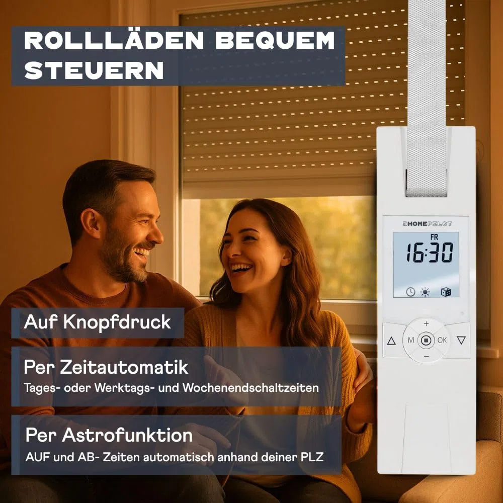 Home Pilot - Gurtwickler Premium Rollladenantrieb mit umfangr. Automatikfunktionen. Elektrischer Gurtwickler | Nachrüstung | Unterputz - 10172345