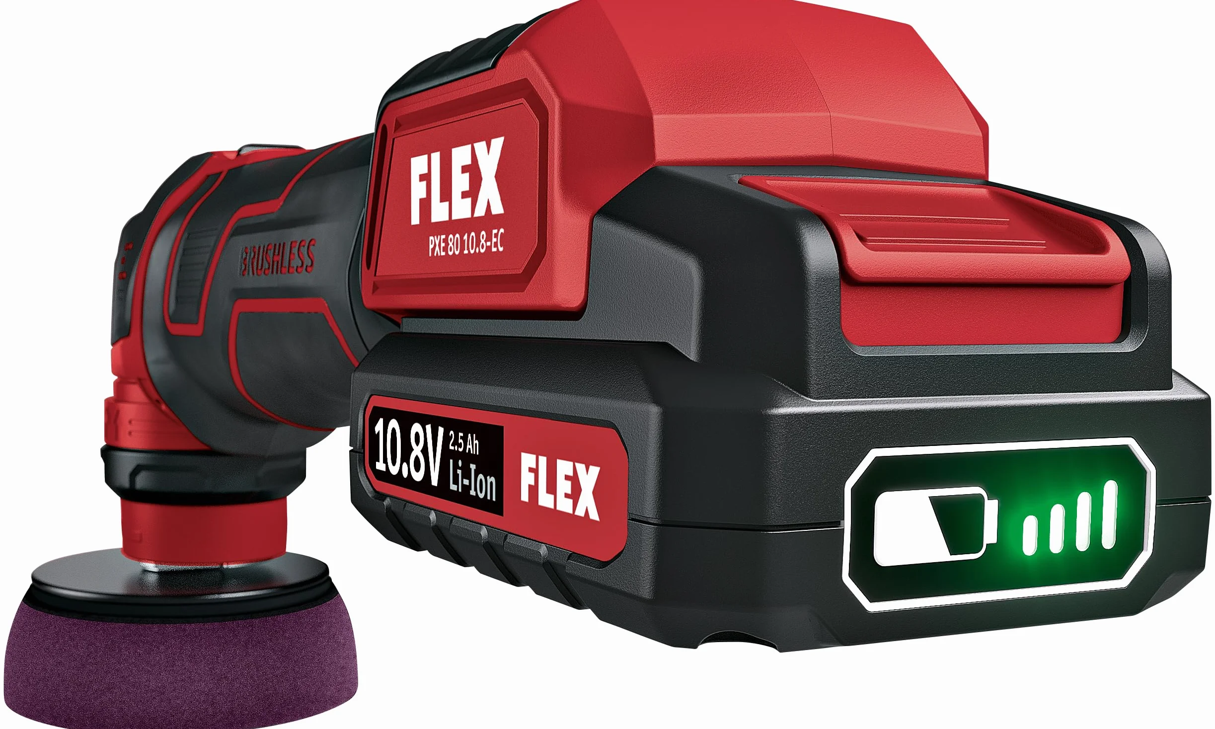 FLEX Akku-Poliermaschine PXE 80 12-EC / 2.5 SET (Akku-Polierer 12 V, Rotativ Und Exzentrisch Freilaufend, Poliermaschine Inkl. 2x 2,5 Ah 12 V Akkus, Schnellladegerät Und Umfangreichem Zubehör)532268
