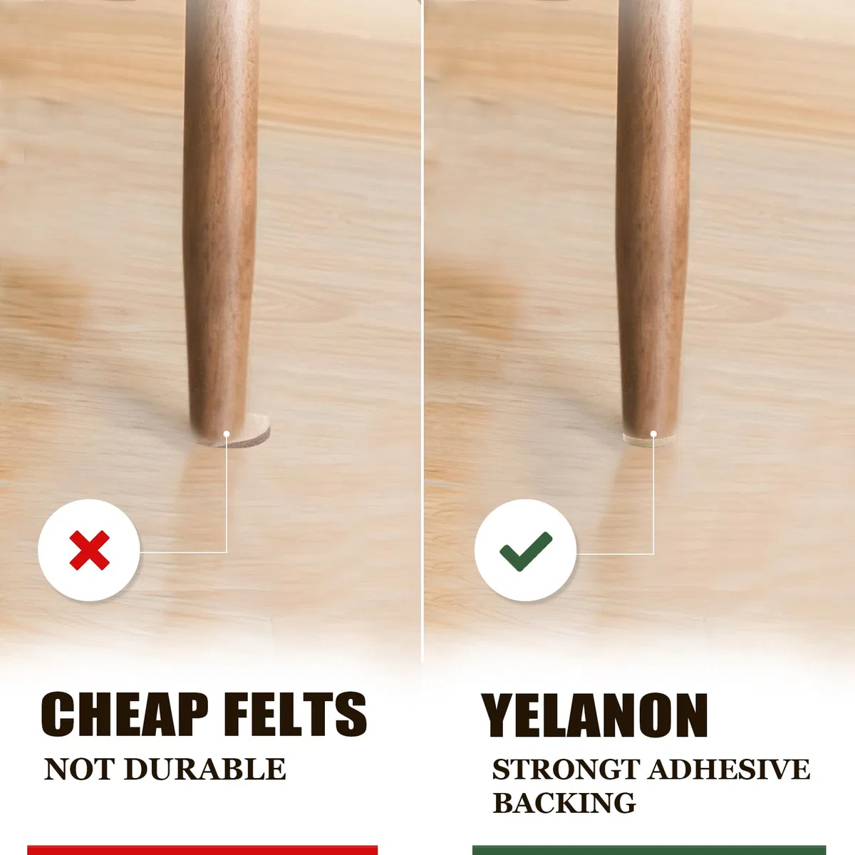 Yelanon Filzgleiter Selbstklebend 56 Stück für Stühle - Filzfüße, Möbelgleiter & Parkettschoner aus Filz für Stuhlbeine und Möbel，Beige
