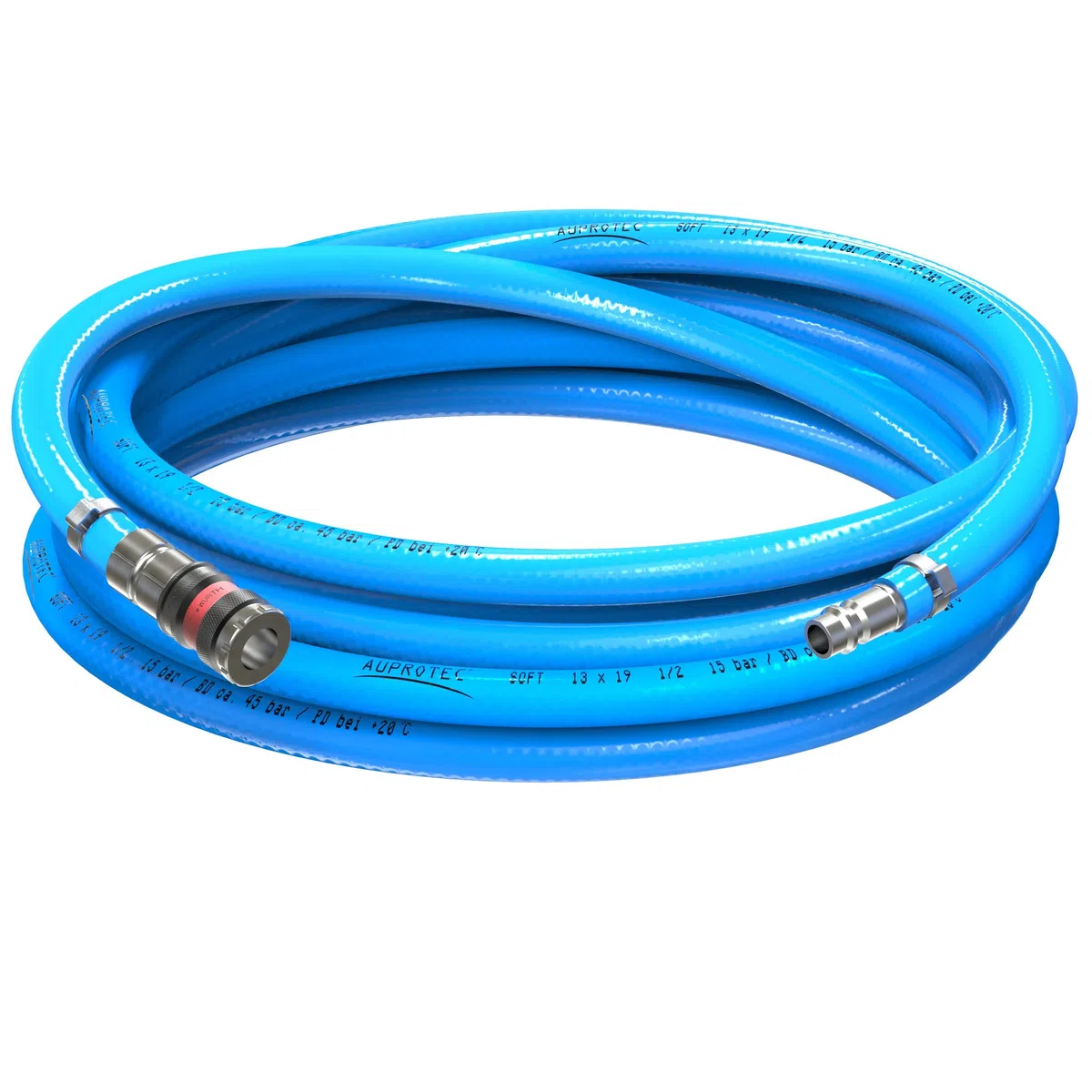 AUPROTEC Druckluftschlauch Set 13mm Ø Innen 3m PVC-Schlauch I Mit S2000 Sicherheitskupplung für Druckluft-Kompressor I AUPROTEC Kompressorschlauch hochflexibel