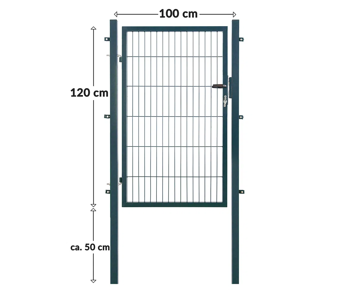 Koll Living Gartentore für Stabmattenzaun - Farbe und Höhe wählbar - inkl. Pfosten und Befestigungsmaterial (Gartentor H 120 x B 100 cm, anthrazit)