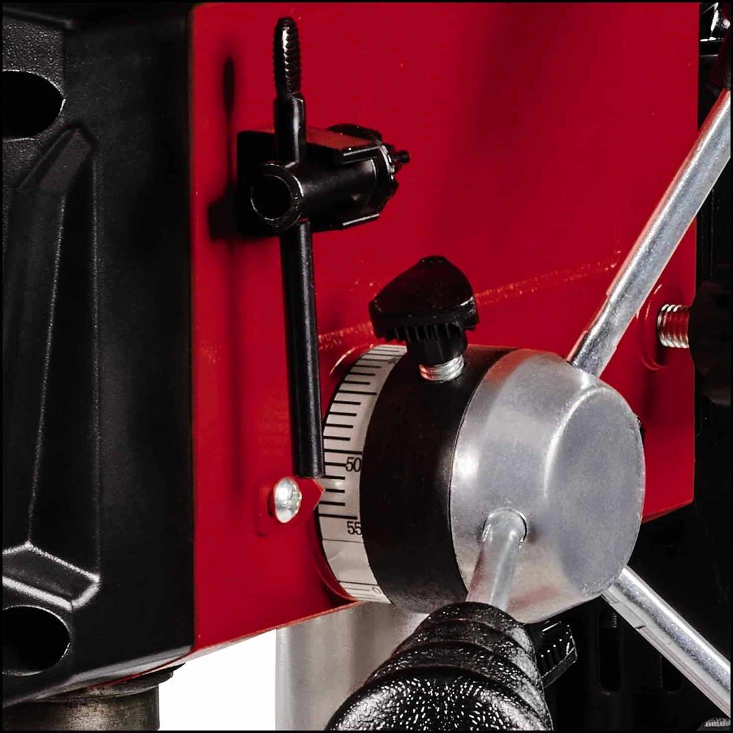Einhell Säulenbohrmaschine TC-BD 500 (500 W, bis 2410 min-1, 9 Stufen, max. Bohrtiefe 50 mm, einstellbarer Tiefenanschlag, neig-/drehbarer und höhenverstellbarer Bohrtisch)