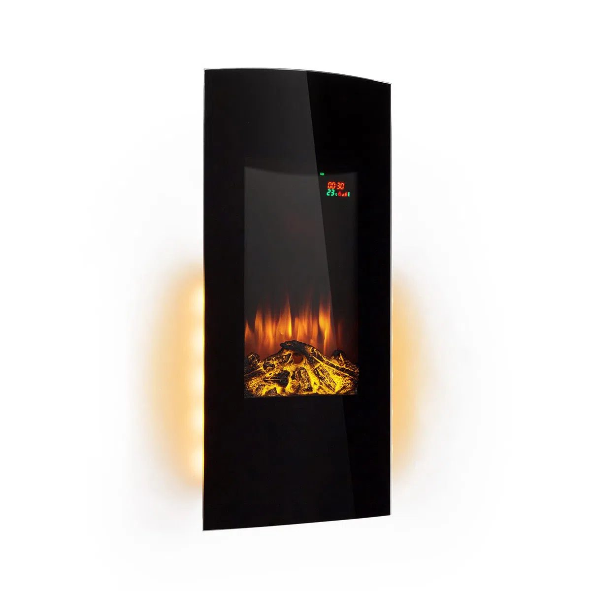Klarstein Elektrokamin, Elektro Heizungen für Wohnzimmer & Innenräume, Elektrischer Kamin mit LED Flammen, Kamin zur Wandmontage, Heizlüfter mit Timer, Einstellbarer Thermostat, Heizung 2000 W