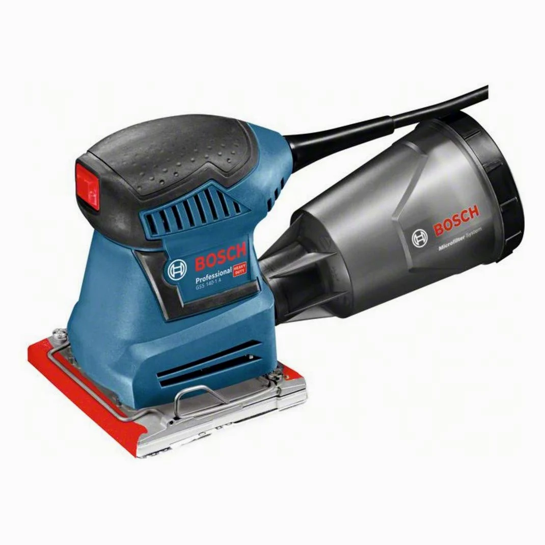 Bosch Professional Schwingschleifer GSS 140-1 A (mit Staubbox inkl. Microfilter, 2x Schleifblatt, 1x Schleifplatte, Lochwerkzeug)