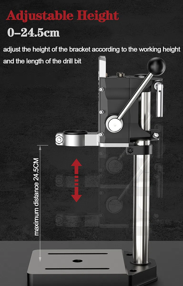 Bohrständer Bohrmaschinenständer für Bohrmaschine mit Schraubstock, Verstellbarer Tischbohrmaschine für DIY Werkzeugpresse