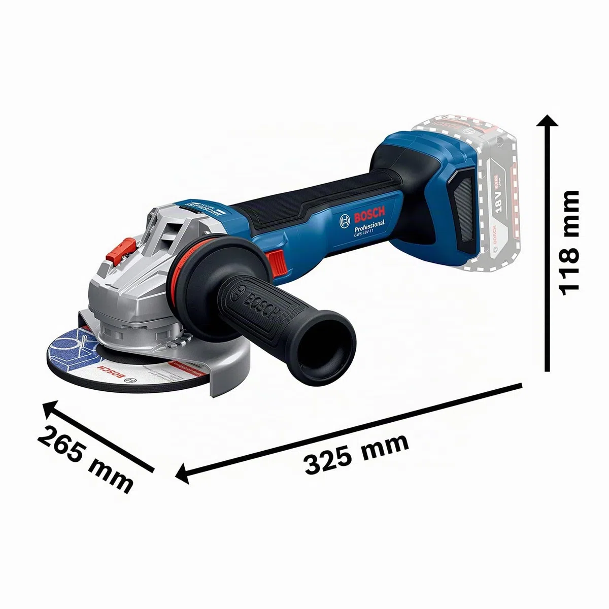 Bosch Professional 18V System Akku-Winkelschleifer GWS 18V-11 (Scheibendurchmesser 125 mm) ohne Drehzahlauswahl