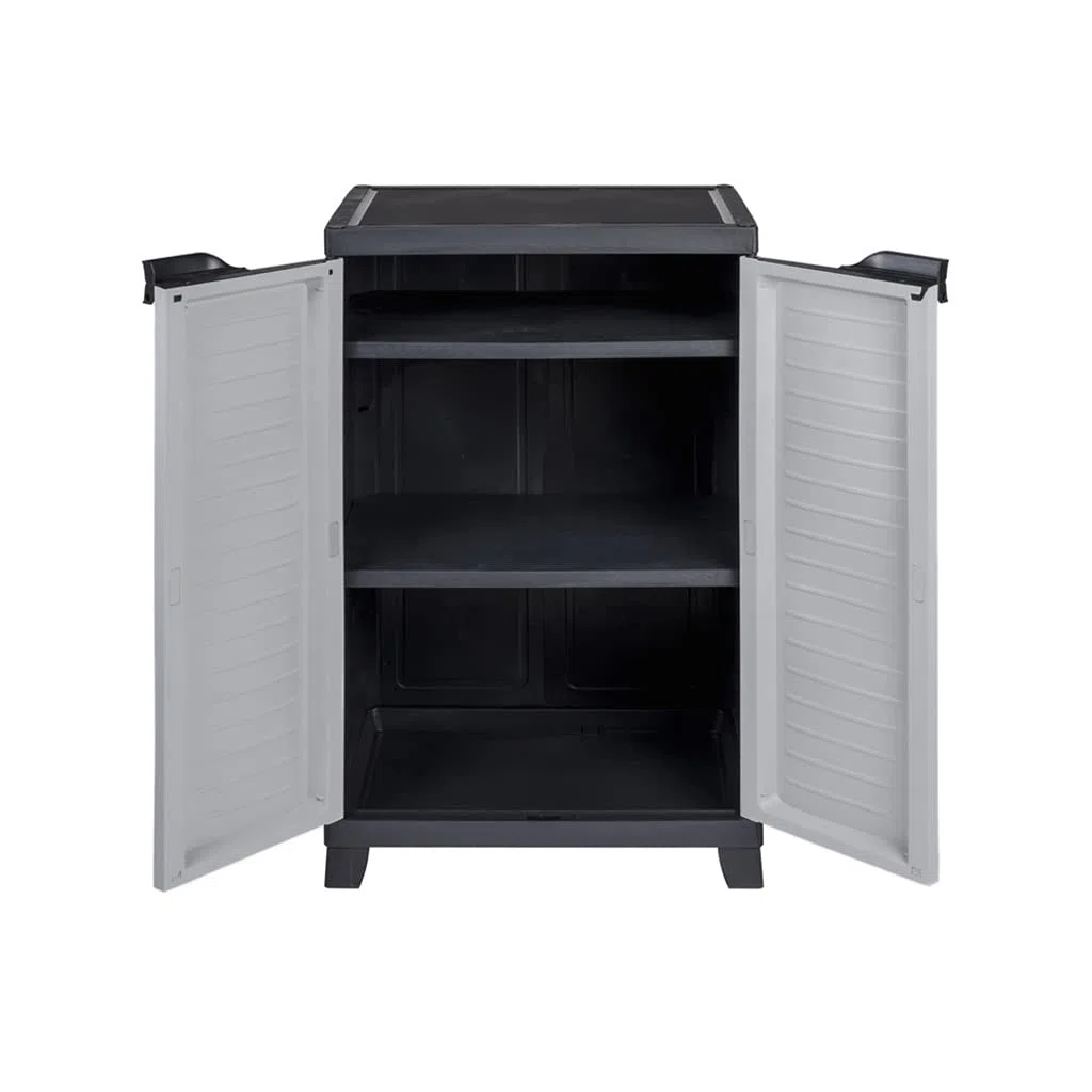 Kreher Hochwertiger Kunststoffschrank der Elite Serie mit 2 verstellbaren Einlegeböden und je 20kg Tragkraft - mittlere Version